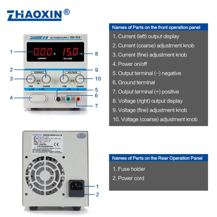 Linear DC adjustable power supply RXN Series Mode: RXN-1503D