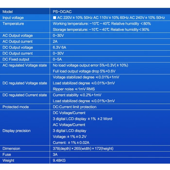 AC/DC Adjustable Power Supply Mode:PS-DC/AC