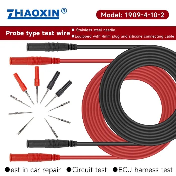 Probe type test wire Stainless steel needle Equipped with 4mm plug and silicone connecting cable 1909-4-10-2