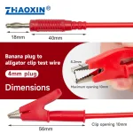 Plug-type banana plug to alligator clip test wire 201-A198RD