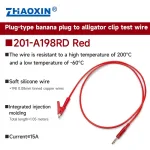 Plug-type banana plug to alligator clip test wire 201-A198RD