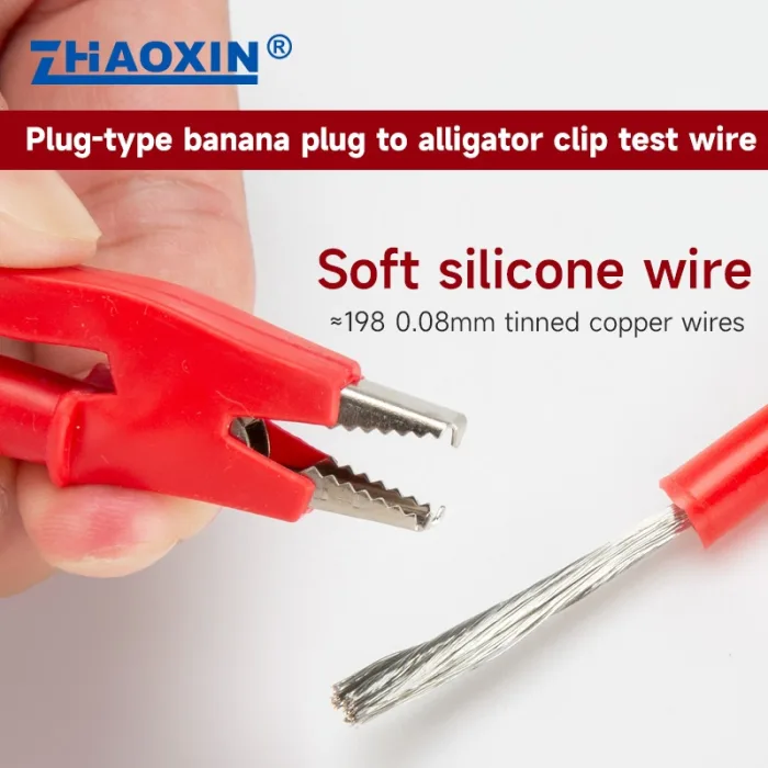 Plug-type banana plug to alligator clip test wire 201-A198RD