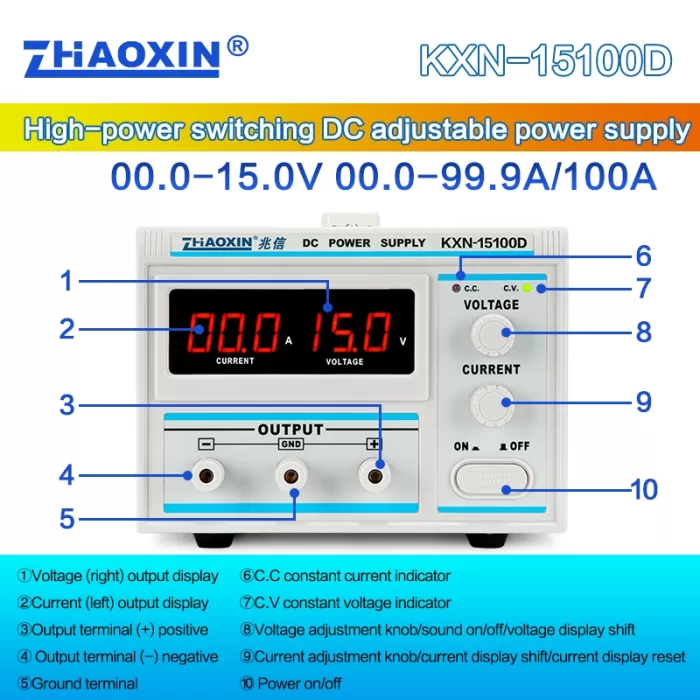 Switch type DC adjustable power supply KXN series  Model: KXN-15100D