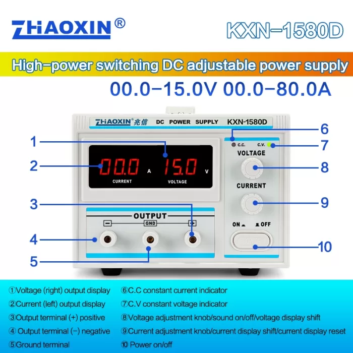 Switch type DC adjustable power supply KXN series  Model: KXN-1580D