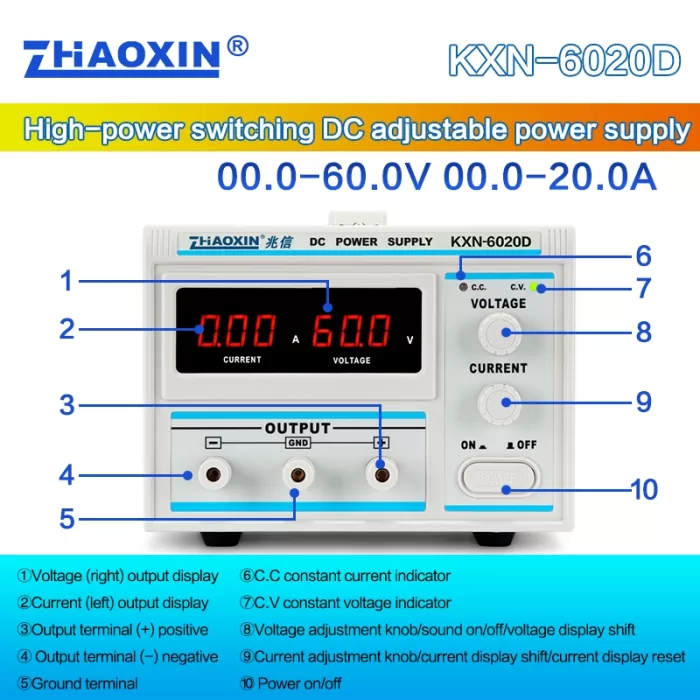 Switch type DC adjustable power supply KXN series  Model: KXN-6020D