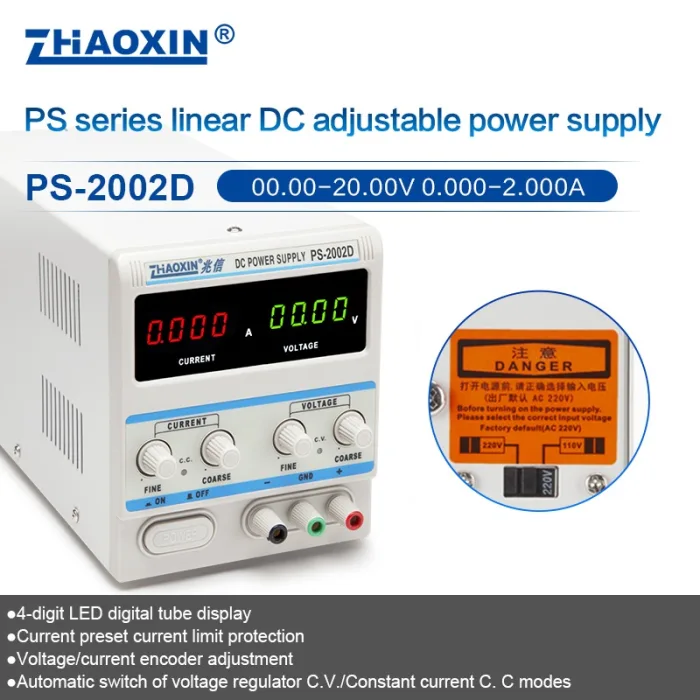 Linear DC adjustable power supply PS Series Mode: PS-2002D