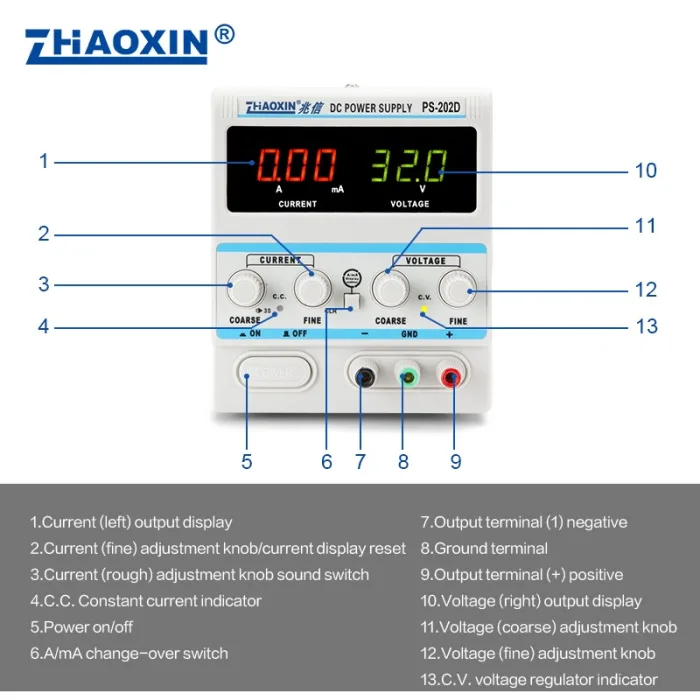 Linear DC adjustable power supply PS Series Mode: PS-202D