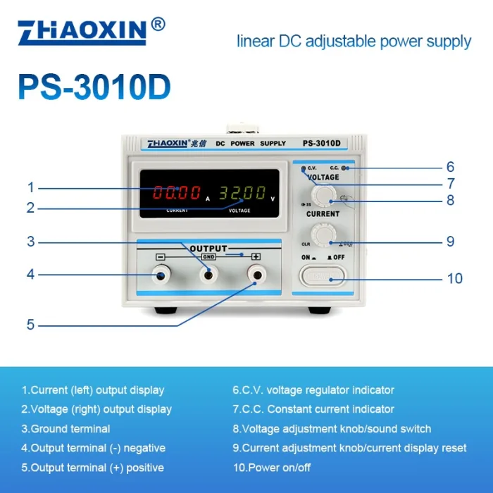 Linear DC adjustable power supply PS Series Mode: PS-3010D