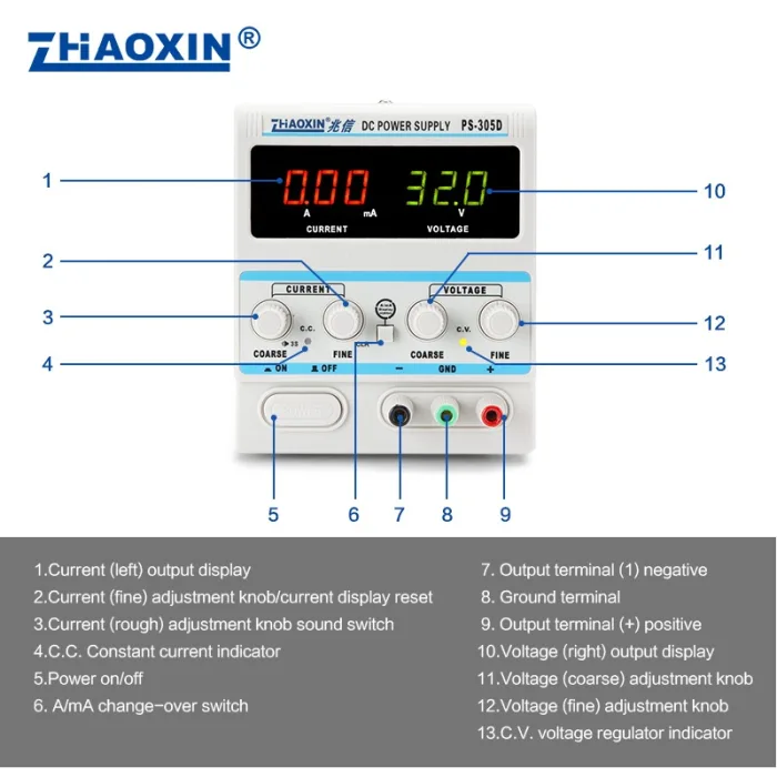 Linear DC adjustable power supply PS Series Mode: PS-305D