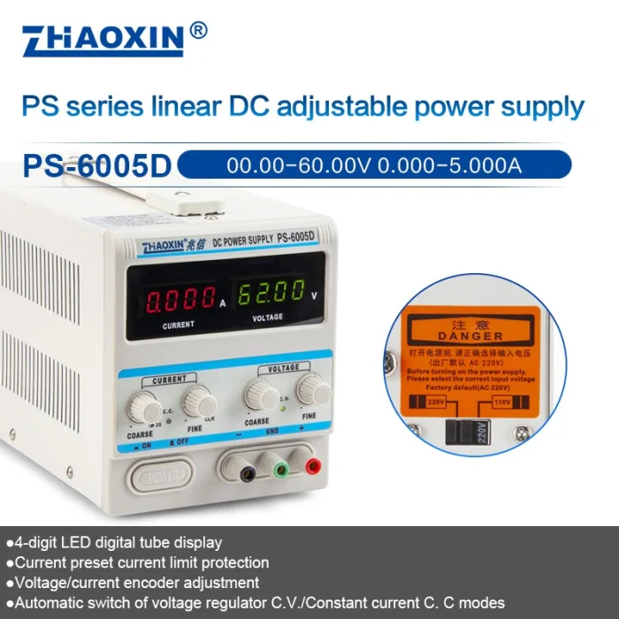 Linear DC adjustable power supply PS Series Mode: PS-6005D