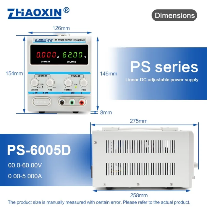 Linear DC adjustable power supply PS Series Mode: PS-6005D