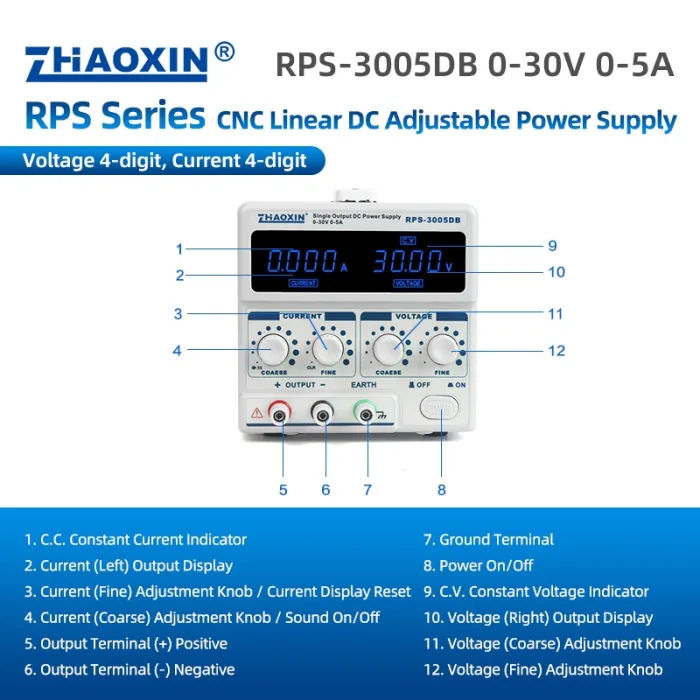 Linear DC adjustable power supply RPS Series Mode: RPS-3005DB