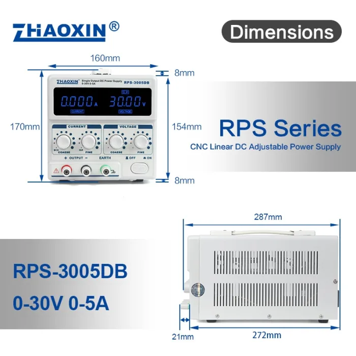 Linear DC adjustable power supply RPS Series Mode: RPS-3005DB