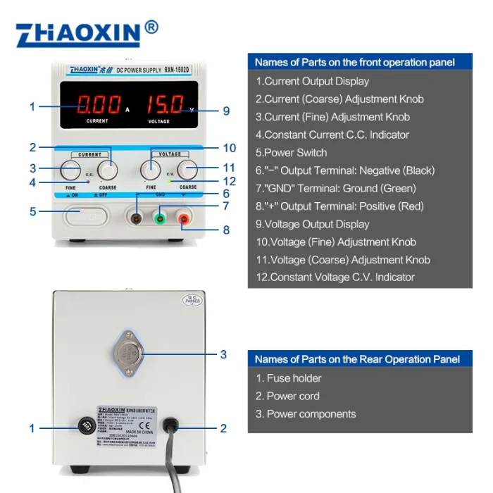 Linear DC adjustable power supply RXN Series Mode: RXN-1502D