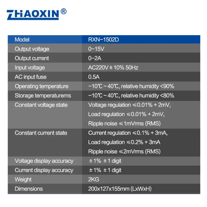 Linear DC adjustable power supply RXN Series Mode: RXN-1502D