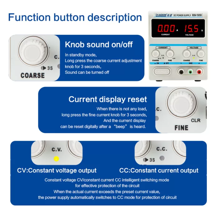 Linear DC adjustable power supply RXN Series Mode: RXN-1505D