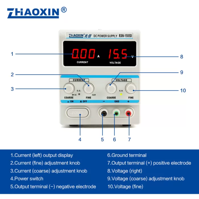 Linear DC adjustable power supply RXN Series Mode: RXN-1505D