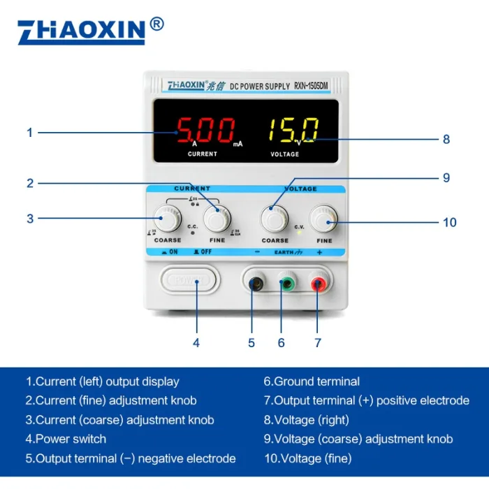 Linear DC adjustable power supply RXN Series Mode: RXN-1505DM