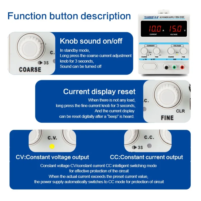 Linear DC adjustable power supply RXN Series Mode: RXN-1510D