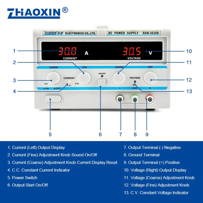 Linear DC adjustable power supply RXN Series Mode: RXN-3030D