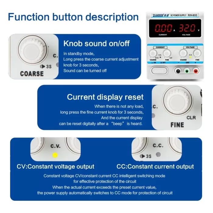 Linear DC adjustable power supply RXN Series Mode: RXN-603D