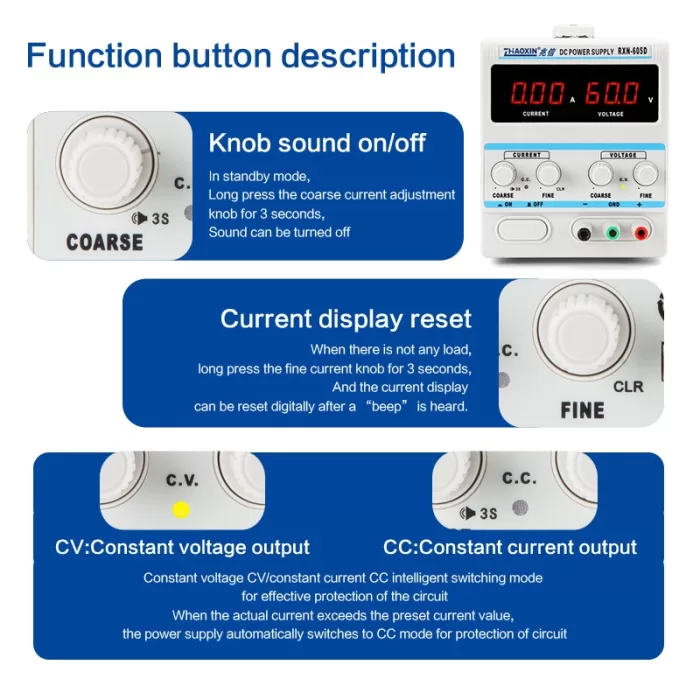 Linear DC adjustable power supply RXN Series Mode: RXN-605D