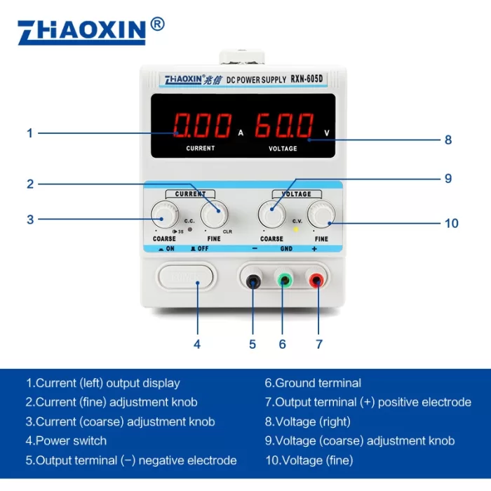 Linear DC adjustable power supply RXN Series Mode: RXN-605D