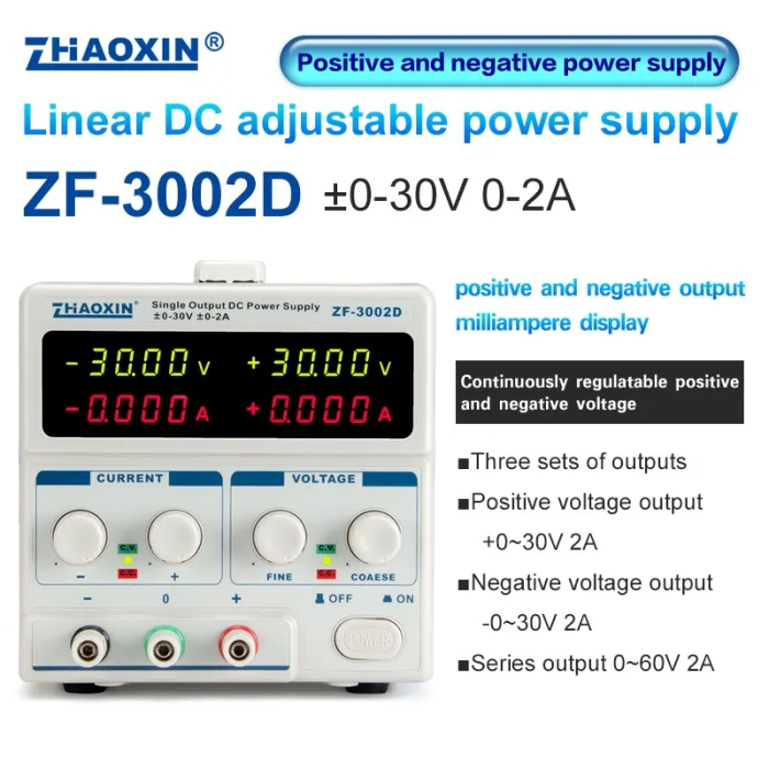 Linear DC adjustable power supply ZF Series Positive and negative power supply Mode: ZF-3002D